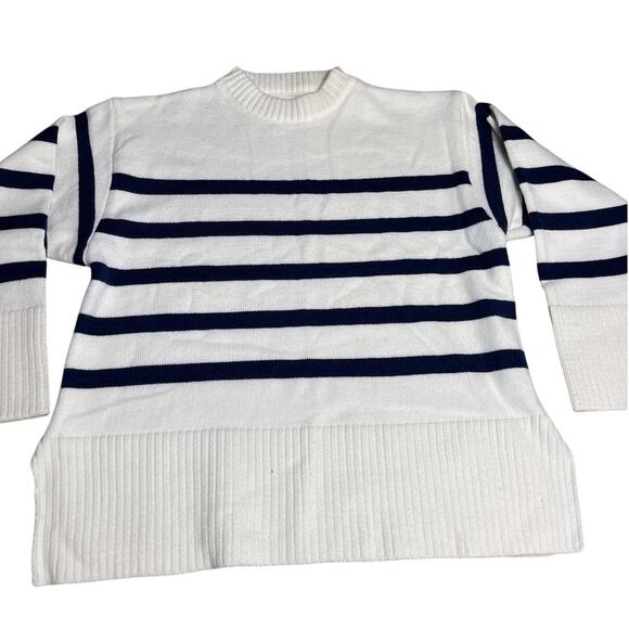 Nautical Striped Crewneck Boxed Cozy Stretchy Banded Sweater Size Medium - Picture 6 of 8
